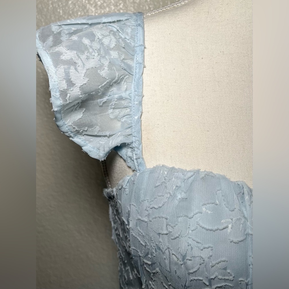 Windsor Light Blue Lace Mini Romper Dress S Babydoll Corset - Picture 3 of 13